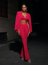 Whitley Embellished Blazer Three Piece Set In Hot Pink